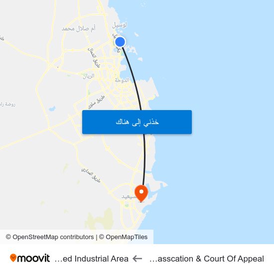 Court Of Casscation & Court Of Appeal to Mesaieed Industrial Area map