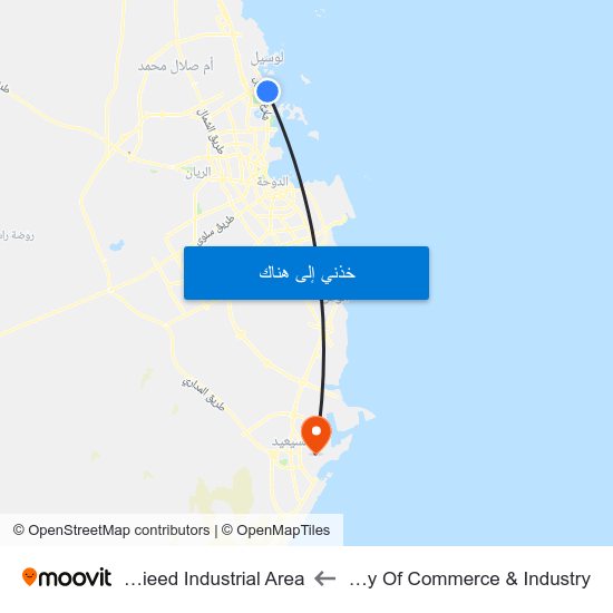 Ministry Of Commerce & Industry to Mesaieed Industrial Area map