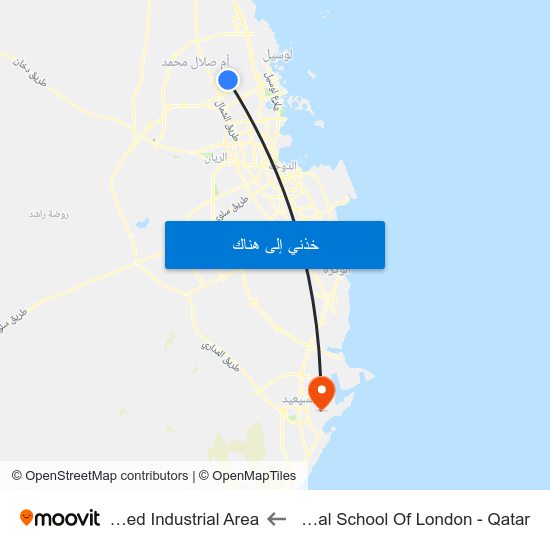 International School Of London - Qatar to Mesaieed Industrial Area map