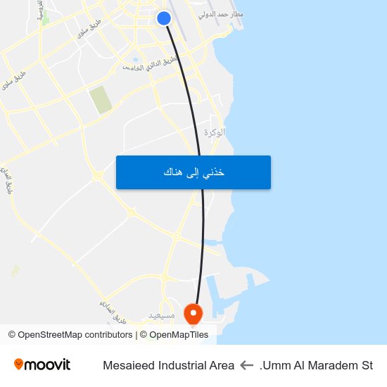Umm Al Maradem St. to Mesaieed Industrial Area map