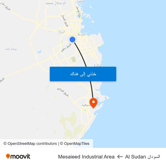 السودان Al Sudan to Mesaieed Industrial Area map
