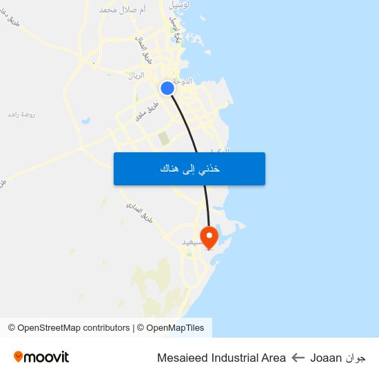 جوان Joaan to Mesaieed Industrial Area map