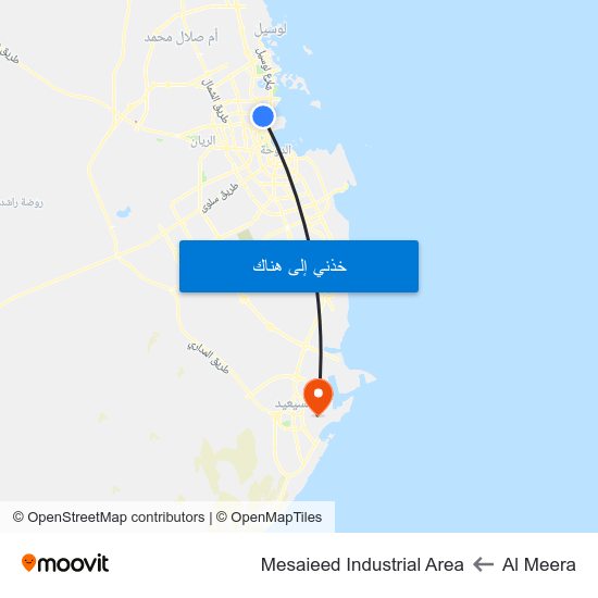 Al Meera to Mesaieed Industrial Area map