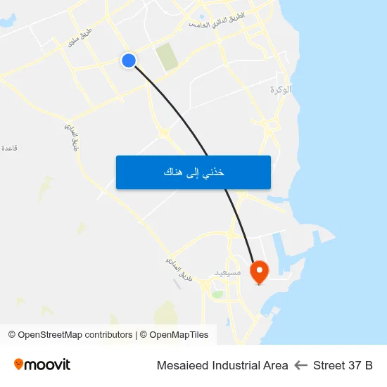 Street 37 B to Mesaieed Industrial Area map