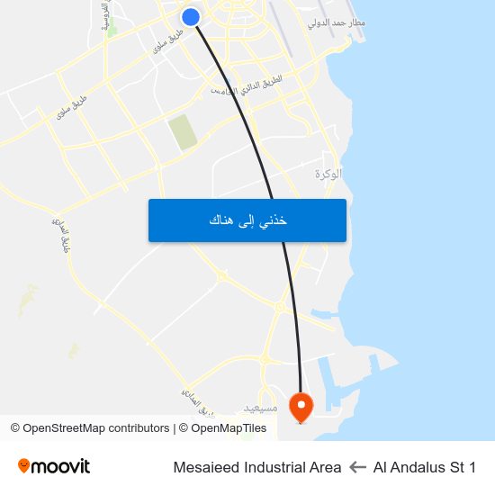 Al Andalus St 1 to Mesaieed Industrial Area map