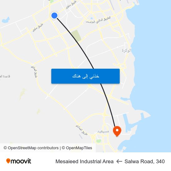 Salwa Road, 340 to Mesaieed Industrial Area map