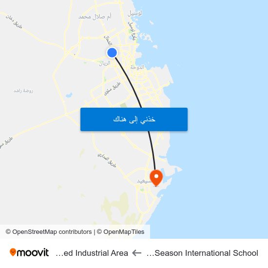 Pearling Season International School to Mesaieed Industrial Area map
