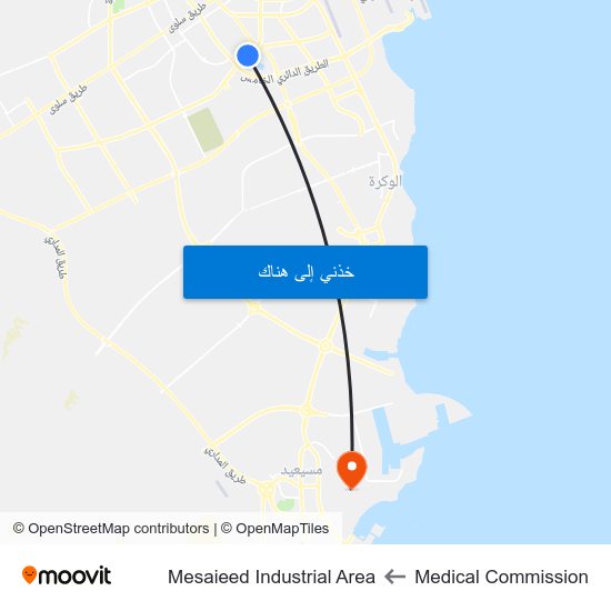 Medical Commission to Mesaieed Industrial Area map