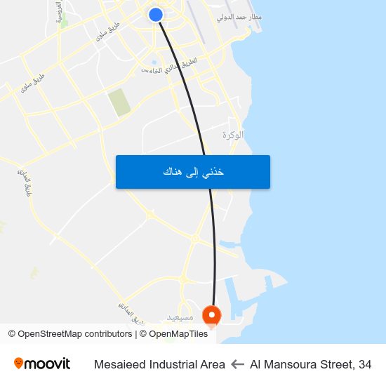Al Mansoura Street, 34 to Mesaieed Industrial Area map