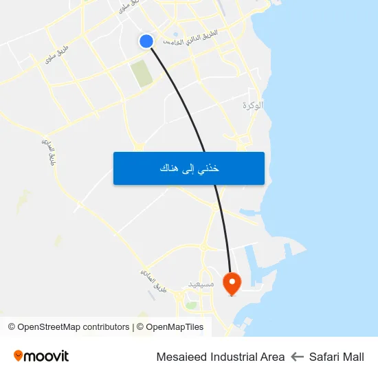 Safari Mall to Mesaieed Industrial Area map