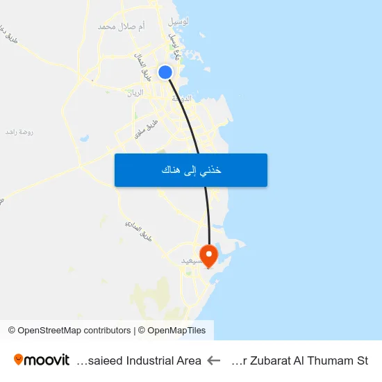 After Zubarat Al Thumam St to Mesaieed Industrial Area map