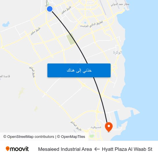 Hyatt Plaza Al Waab St to Mesaieed Industrial Area map