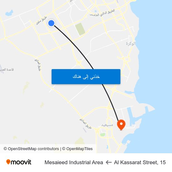 Al Kassarat Street, 15 to Mesaieed Industrial Area map