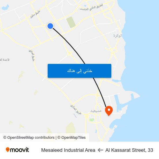 Al Kassarat Street, 33 to Mesaieed Industrial Area map