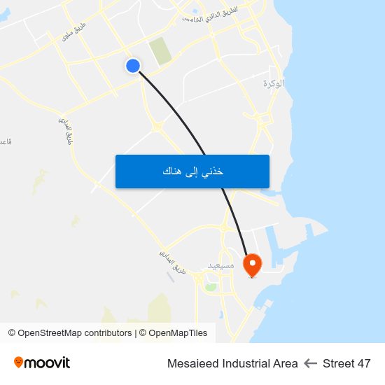 Street 47 to Mesaieed Industrial Area map