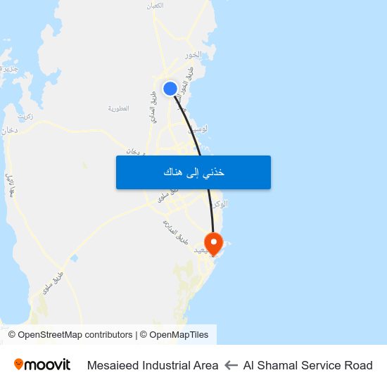 Al Shamal Service Road to Mesaieed Industrial Area map