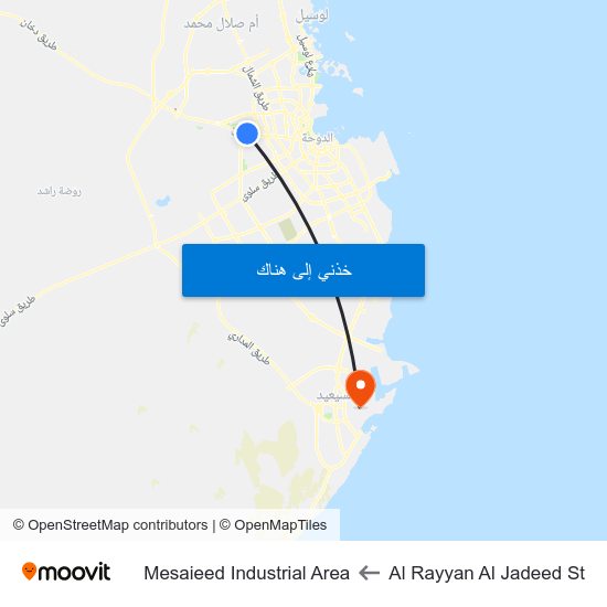 Al Rayyan Al Jadeed St to Mesaieed Industrial Area map