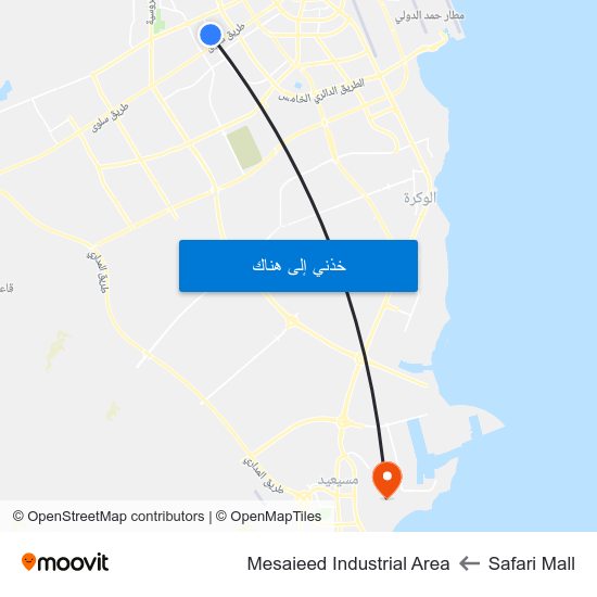 Safari Mall to Mesaieed Industrial Area map