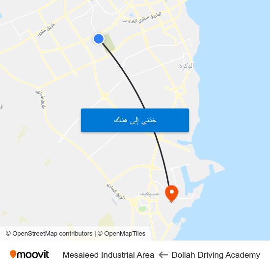 Dollah Driving Academy to Mesaieed Industrial Area map