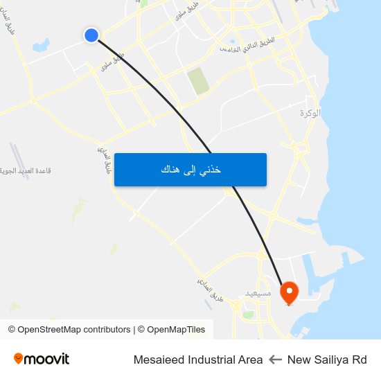 New Sailiya Rd to Mesaieed Industrial Area map