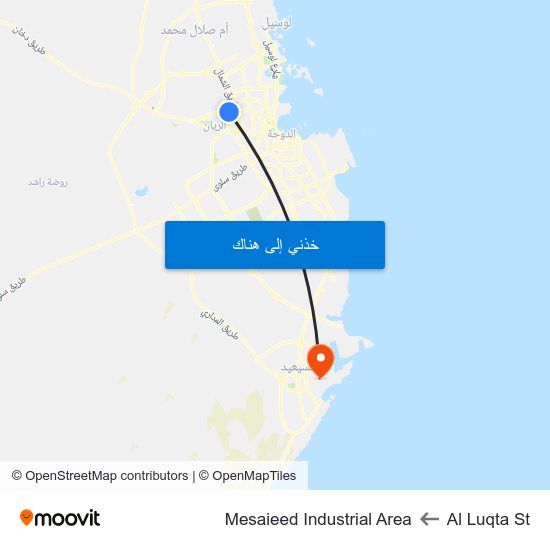 Al Luqta St to Mesaieed Industrial Area map