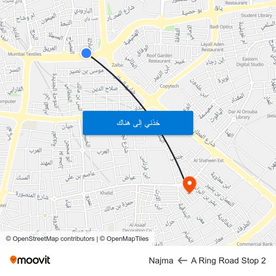 A Ring Road Stop 2 to Najma map