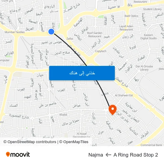 A Ring Road Stop 2 to Najma map