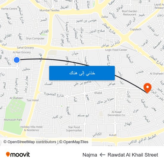 Rawdat Al Khail Street to Najma map