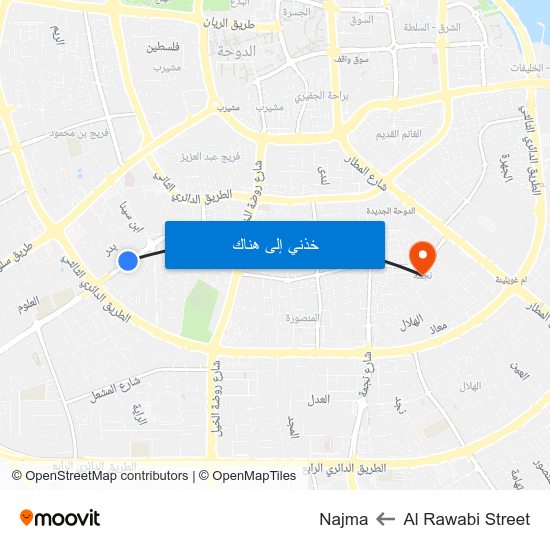 Al Rawabi Street to Najma map