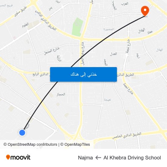 Al Khebra Driving School to Najma map