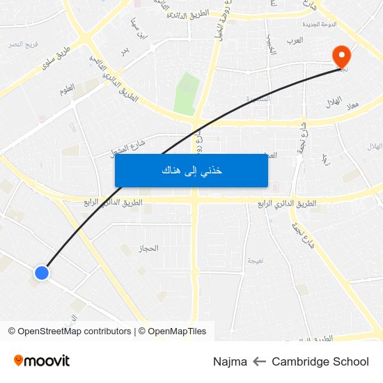 Cambridge School to Najma map