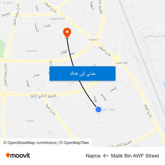 Malik Bin AWF Street to Najma map