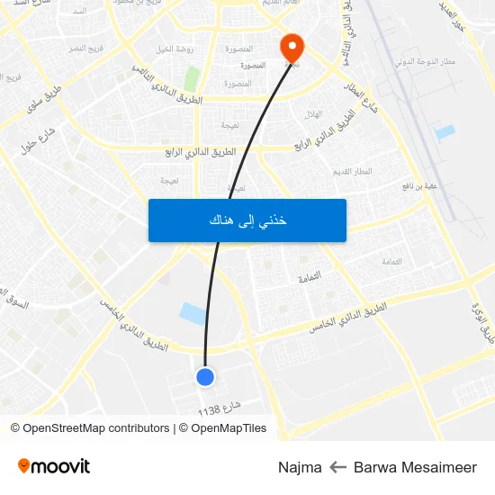 Barwa Mesaimeer to Najma map