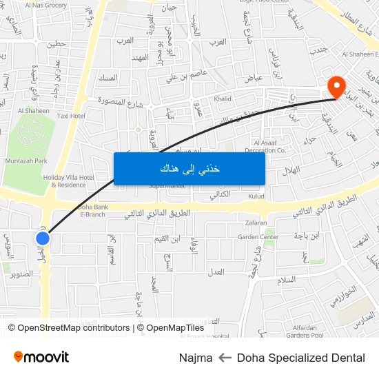 Doha Specialized Dental to Najma map