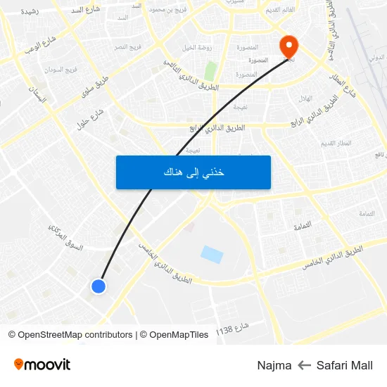Safari Mall to Najma map