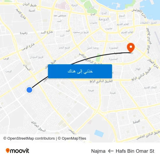 Hafs Bin Omar St to Najma map