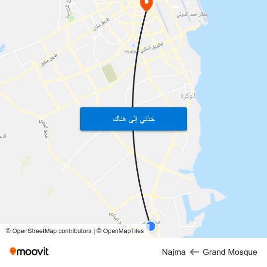 Grand Mosque to Najma map