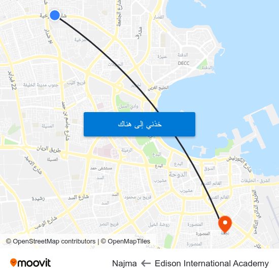 Edison International Academy to Najma map