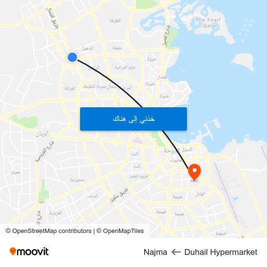 Duhail Hypermarket to Najma map