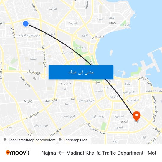 Madinat Khalifa Traffic Department - Mot to Najma map