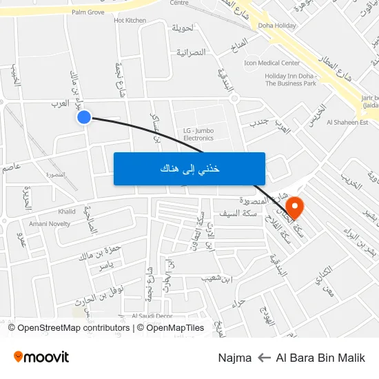 Al Bara Bin Malik to Najma map