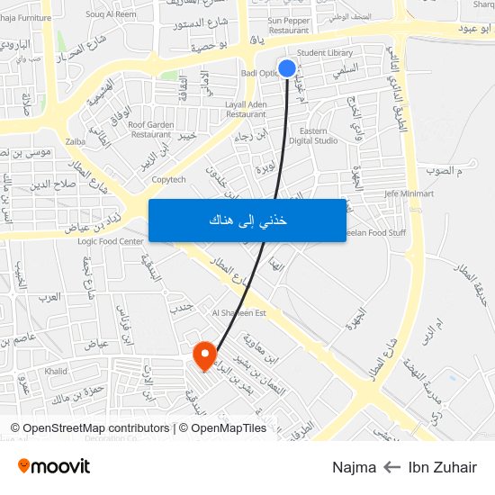 Ibn Zuhair to Najma map