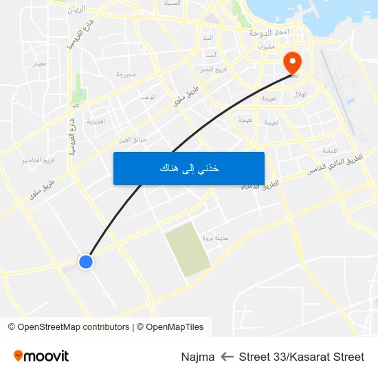 Street 33/Kasarat Street to Najma map