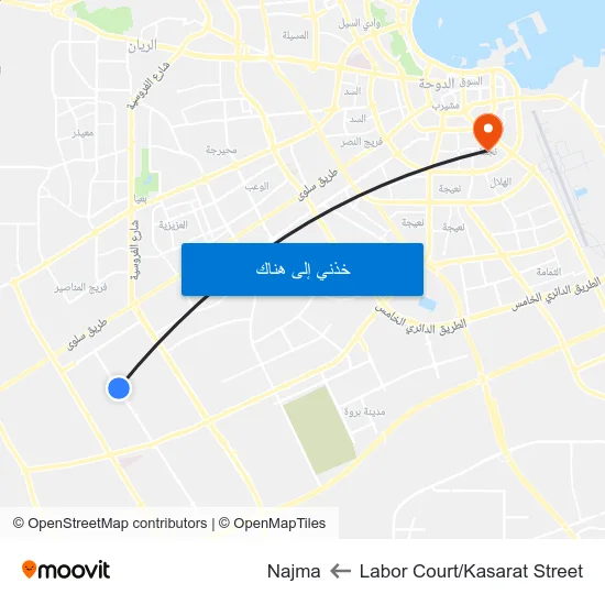 Labor Court/Kasarat Street to Najma map