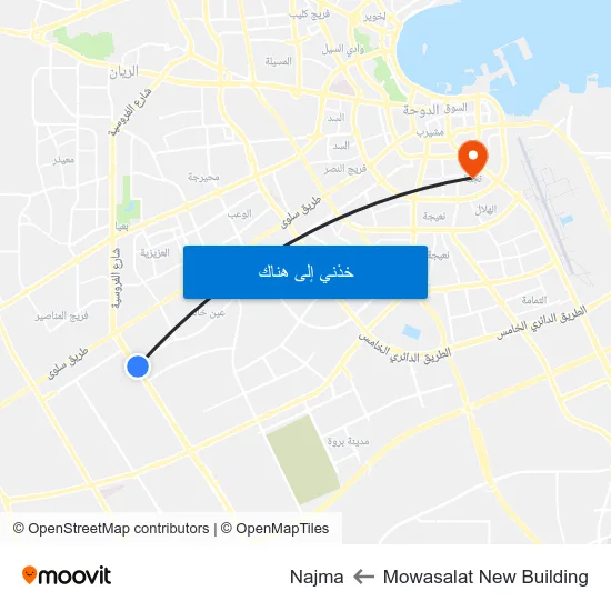 Mowasalat New Building to Najma map