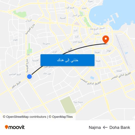 Doha Bank to Najma map