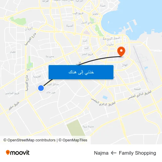 Family Shopping to Najma map