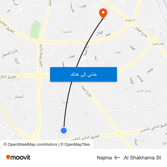 Al Shakhama St. to Najma map