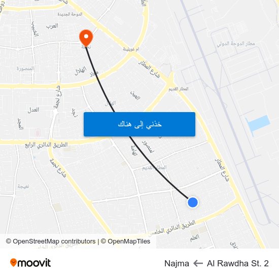 Al Rawdha St. 2 to Najma map