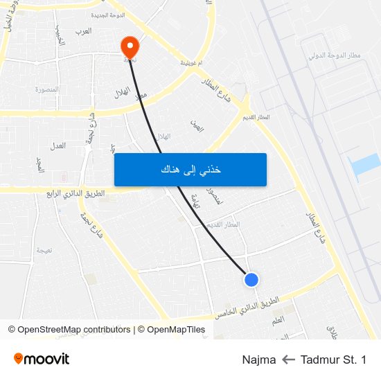 Tadmur St. 1 to Najma map